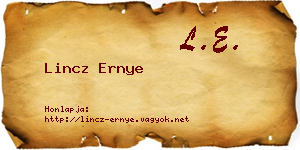 Lincz Ernye névjegykártya